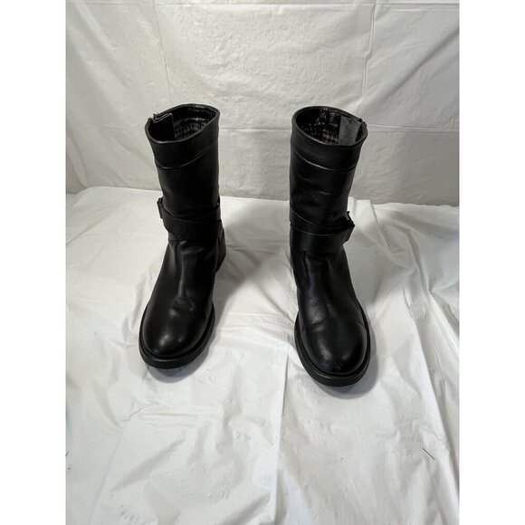 AQUATALIA Boots MARVIN K Moto Leather Biker Side Zip Black Italy  Womens 9.5 - Picture 14 of 15